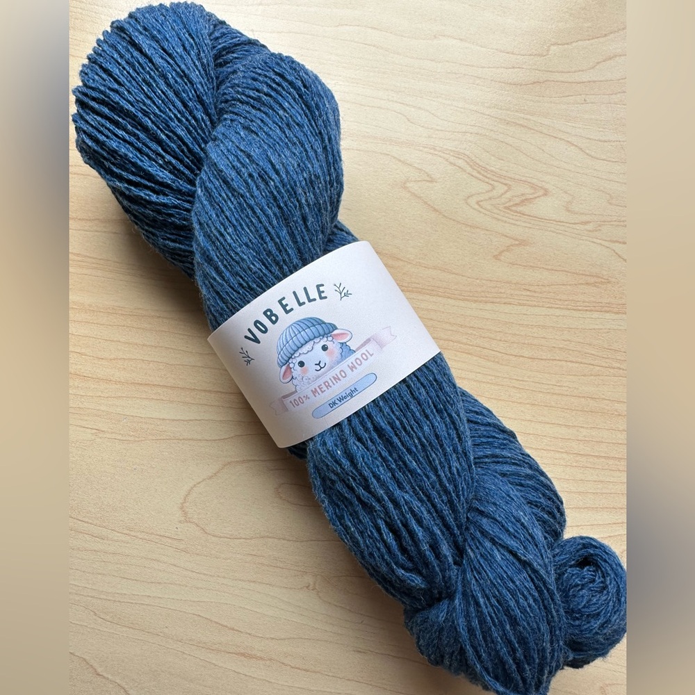 Yarn Vobelle 100% Merino Wool Non Superwash DK 3 Weight Storm Blue Knit Crochet